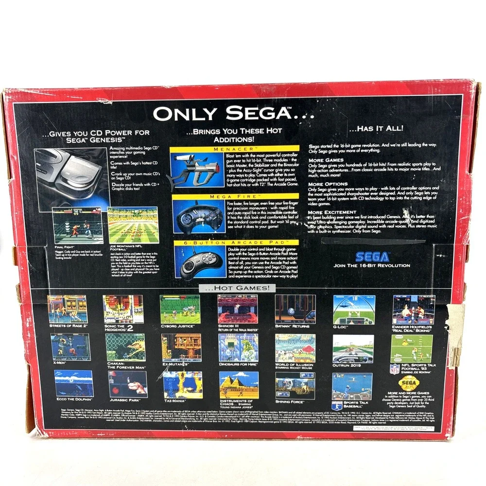 SEGA Genesis 16-Bit Video Mk-1631 2‎ Controllers Original Box 6 Button MK-1653
